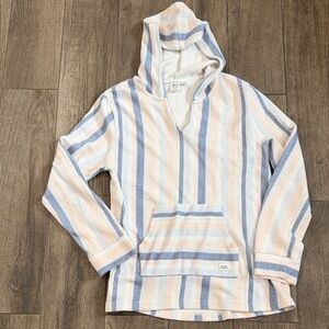 Roxy Girl Pastel Striped Pullover Poncho Hoodie sz 14/16